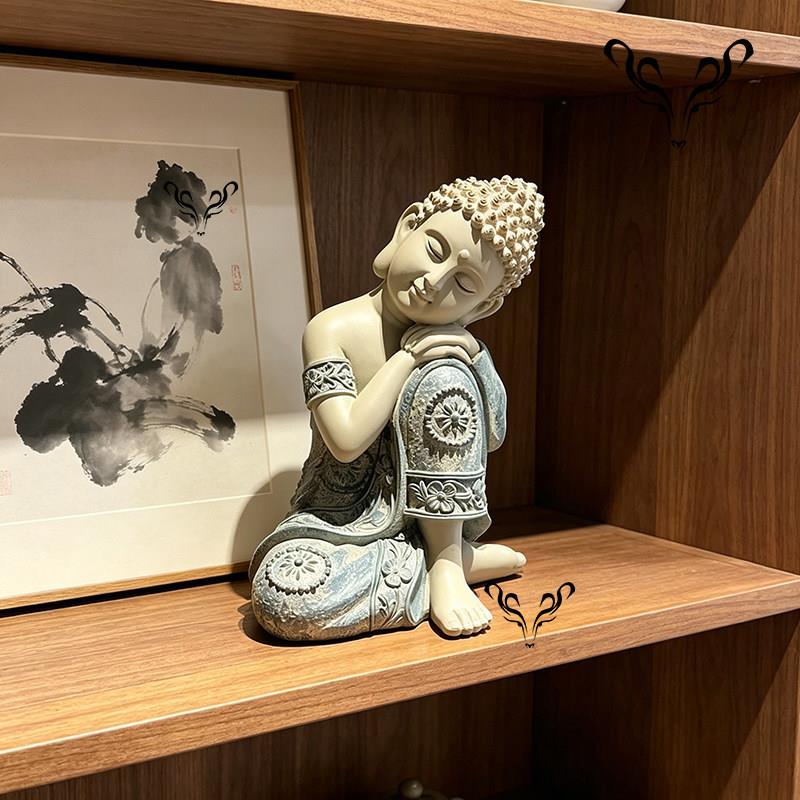 禅意坐佛国风摆件古风睡佛雕像中式坐禅庭院茶室书房茶桌玄关装饰