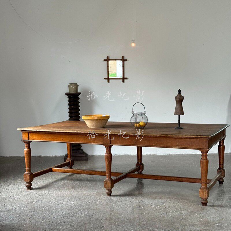 缀之林实木餐桌长方形新中式仿古原木色家具定制餐厅餐桌书桌民宿