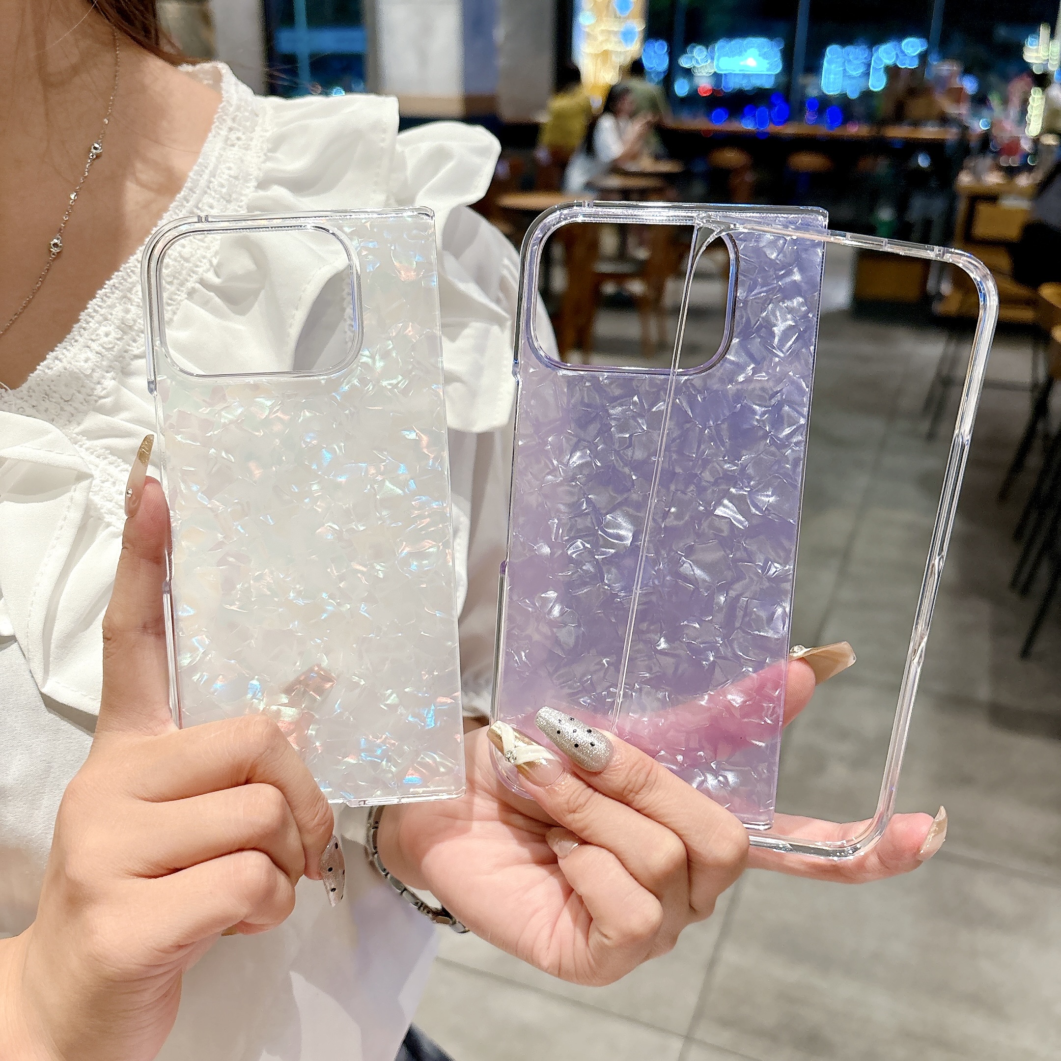 适用谷歌pixel 10fold手机壳谷歌pixel 10fold折叠屏新款贝壳纹全包华为谷歌fold保护壳男女超薄防摔透明炫彩