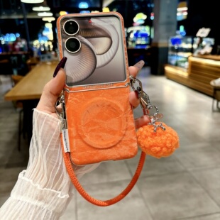 适用小米mixflip2手机壳新款MIX FLIP折叠屏磁吸保护套鎏金丝绒全包中轴防摔男女高级感网红同款手绳高档潮牌