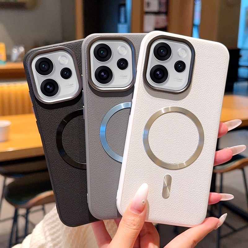 适用OPPOReno15手机壳新款金属镜头reno15pro磁吸环无线充素皮全包防摔保护套reno15Pro轻薄时尚商务高档外壳