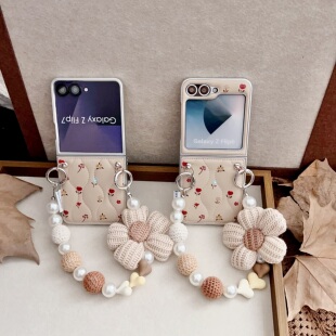 小碎花适用于三星zflip7手机壳新款zflip6羽绒服w24flip折叠屏秋冬皮纹全包防摔Galaxyzflip7fe时尚保护套