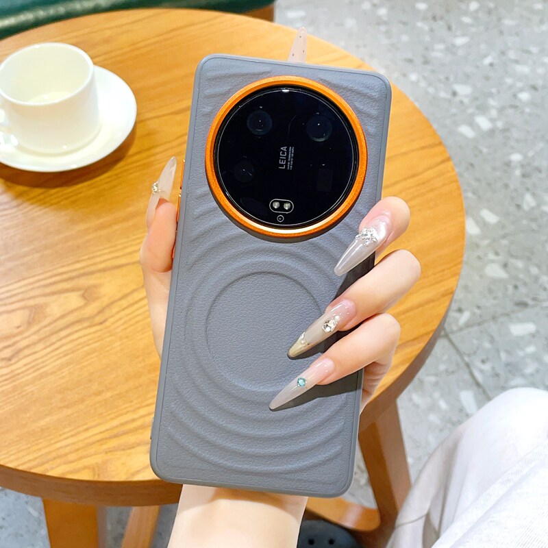 波漾纹适用小米13ultra手机壳新款米15Ultra磁吸金甲米14ultra磨砂素皮5g高级个性男女13ULTRA防摔全包保护套