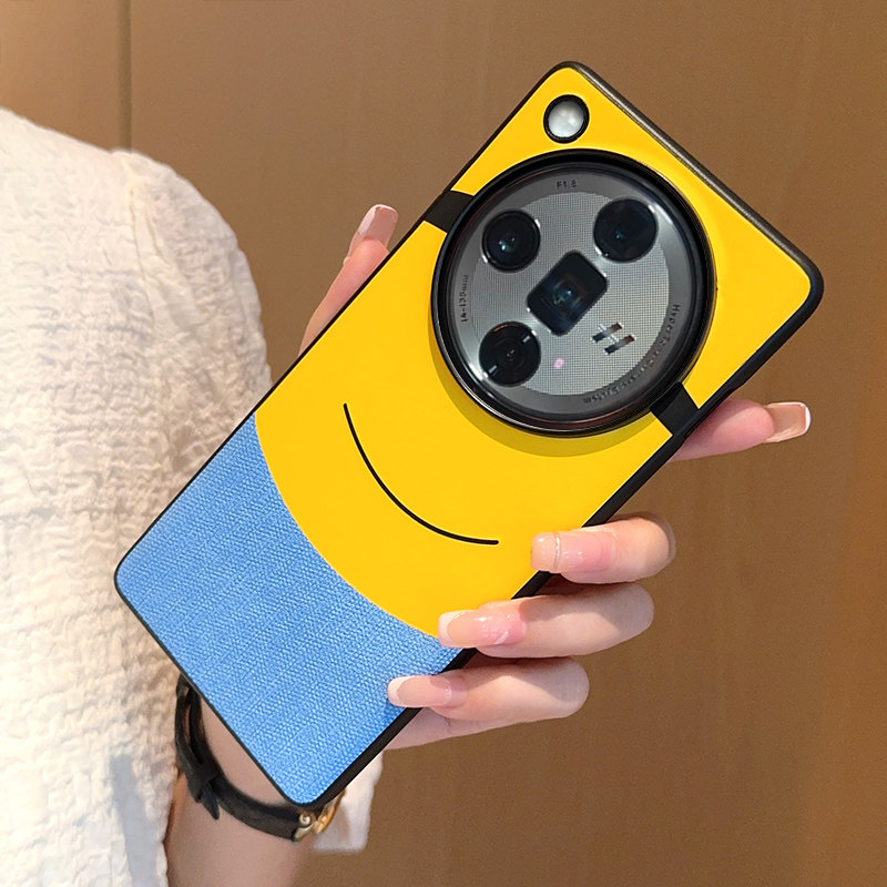 适用oppofindx7手机壳皮纹新款Findx6pro全包防摔保护套Findx7Ultra创意卡通5g大眼睛小黄人FINDX6可爱搞怪潮