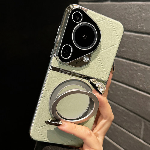 适用华为pura70手机壳新款素皮华为Pura80pro旋转磁吸支架pura70ultra外壳男女5g全包镜头防摔por高级保护套