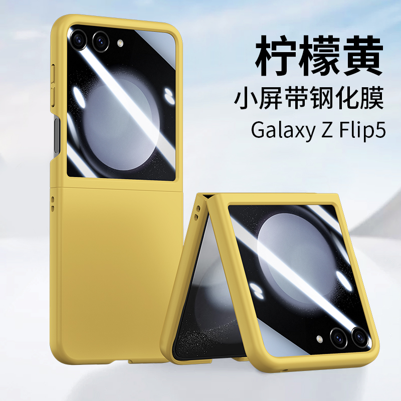适用三星zflip5手机壳折叠屏肤感磨砂保护壳超薄潮牌Galaxy z flip5折叠屏壳膜一体高清透明防摔全包flip5