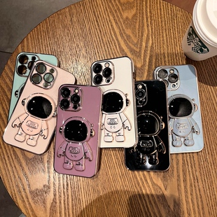 适用抖音电镀宇航员苹果13手机壳新款iphone12promax硅胶11por支架xsmax保护套xr网红7/8plus男女13P高级感6s