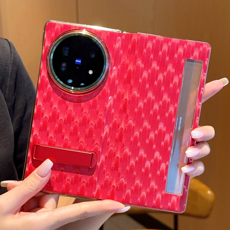 新年红适用vivoxfold5手机壳新款孔雀纹Xfold5折叠屏保护套高档全包防摔XFold5翻盖皮套外壳女款个性创意皮革