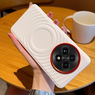 适用一加13手机壳新款1加13T白色磁吸金甲1+13t磨砂素皮5g波漾纹高级感oneplus13个性男女一加十三防摔保护套