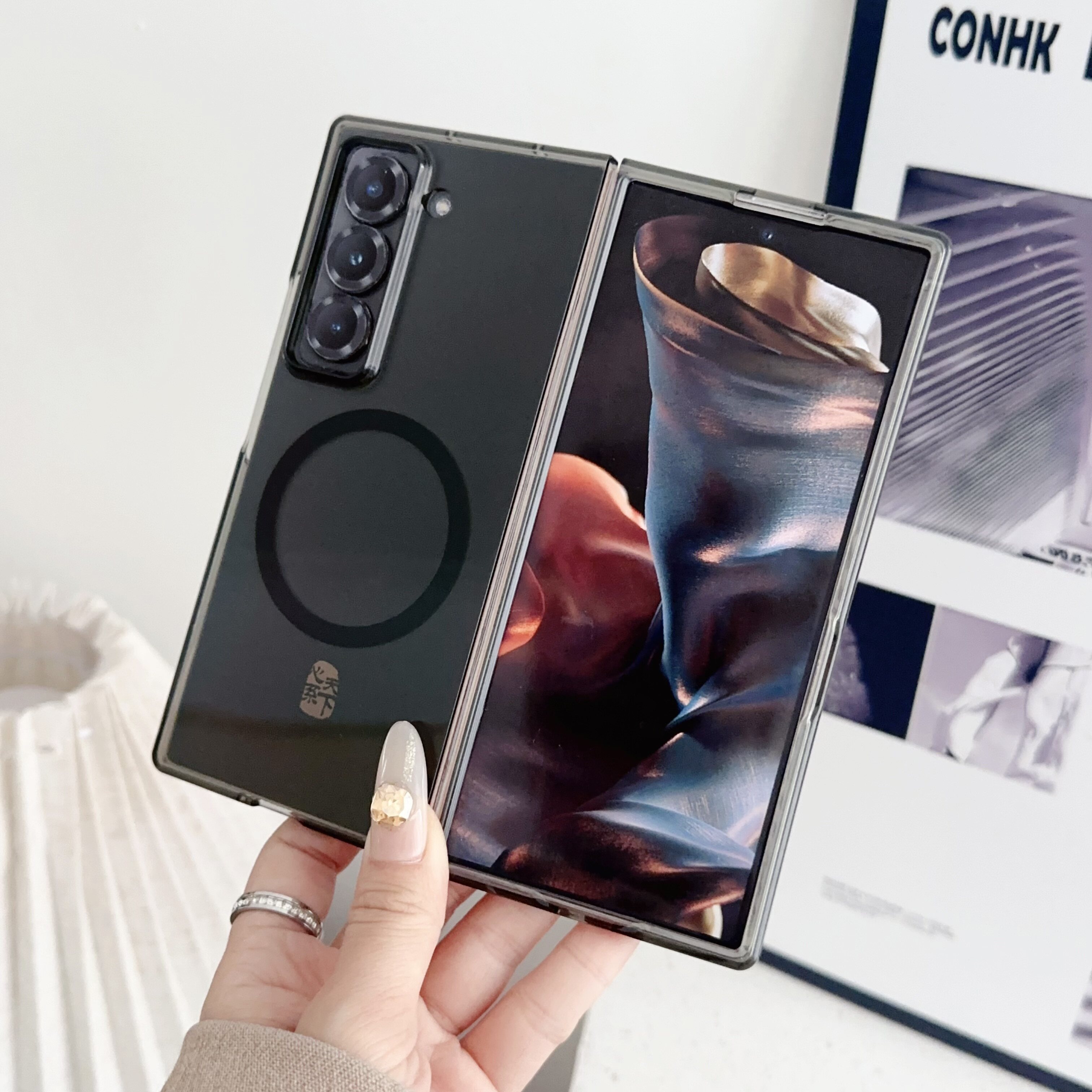 适用三星W25手机壳新款Galaxyw25心系天下2024折叠屏超薄磨砂透明磁吸保护套.ZFOLDspecal防摔高级感男商务硬