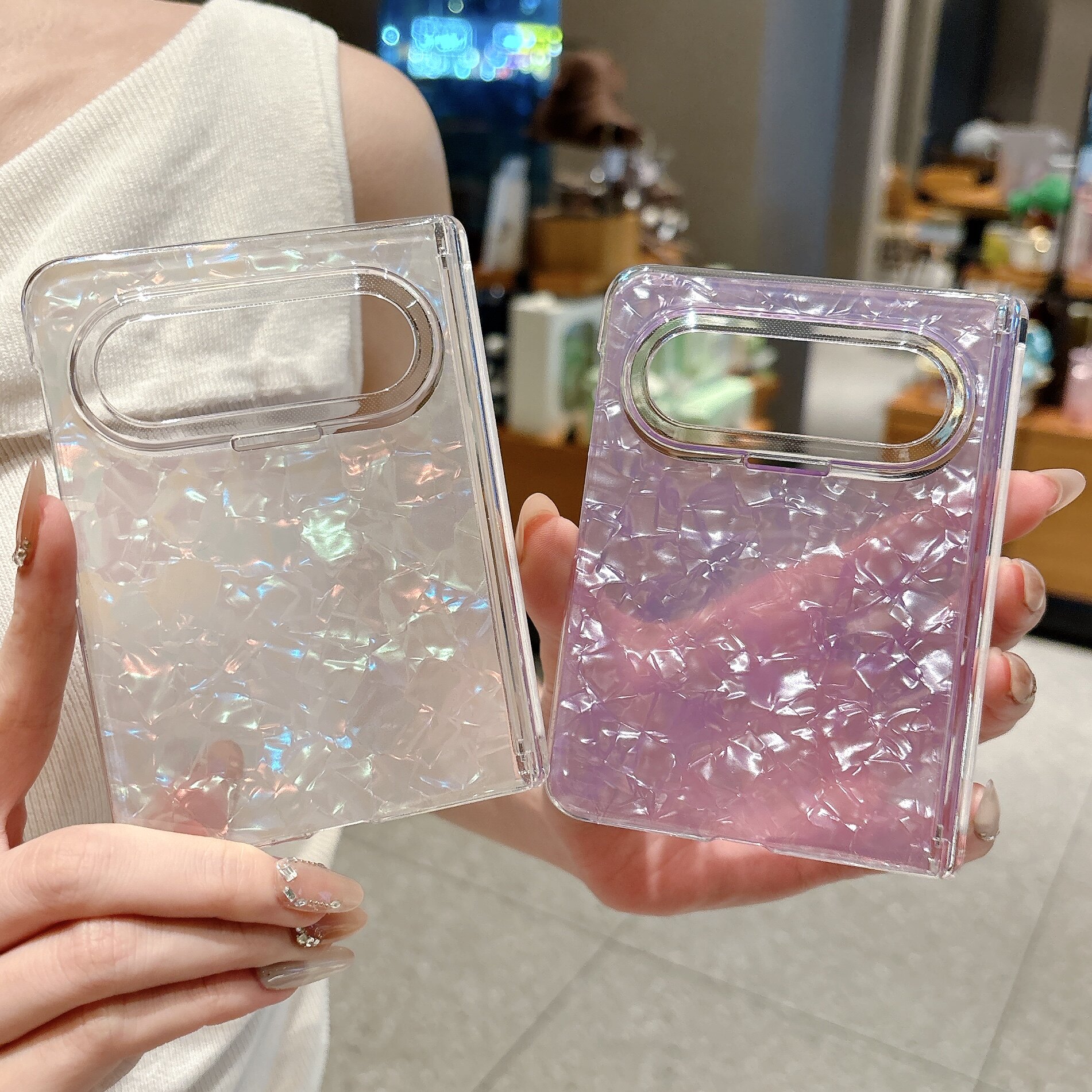 适用华为purax max手机壳中轴磁吸保护铰链新款折叠屏purax 2保护套透明贝壳纹彩色超薄防摔简约高级感外壳