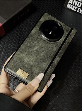 适用荣耀magicV3手机壳荣耀magicV3高端折叠屏保护套疯马皮纹弹簧中轴铰链全包超薄防摔时尚商务外壳2025新款