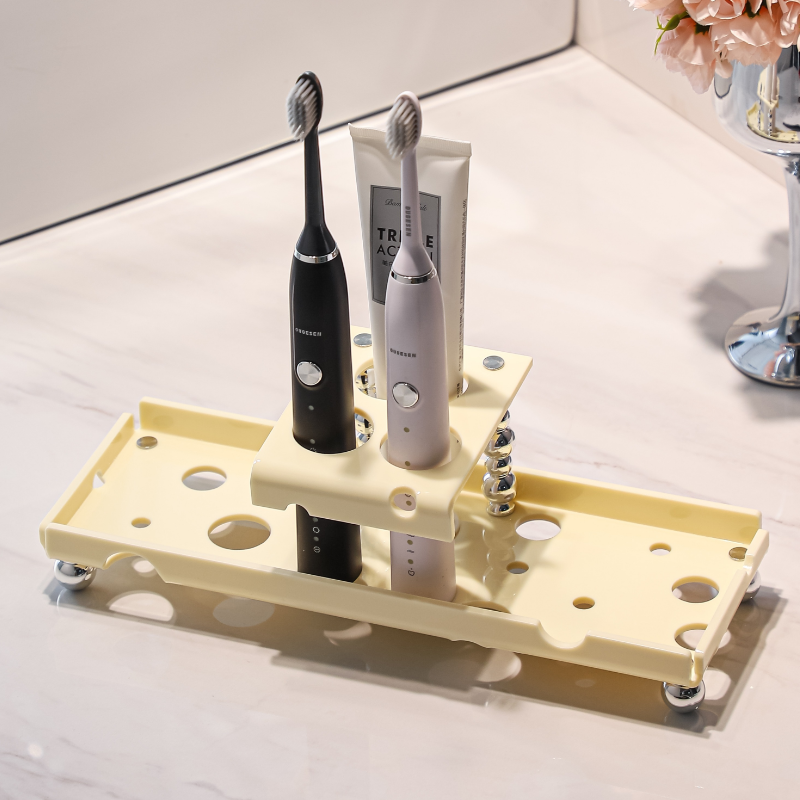 “卫生间电动牙刷置物架2024新款奶油风”