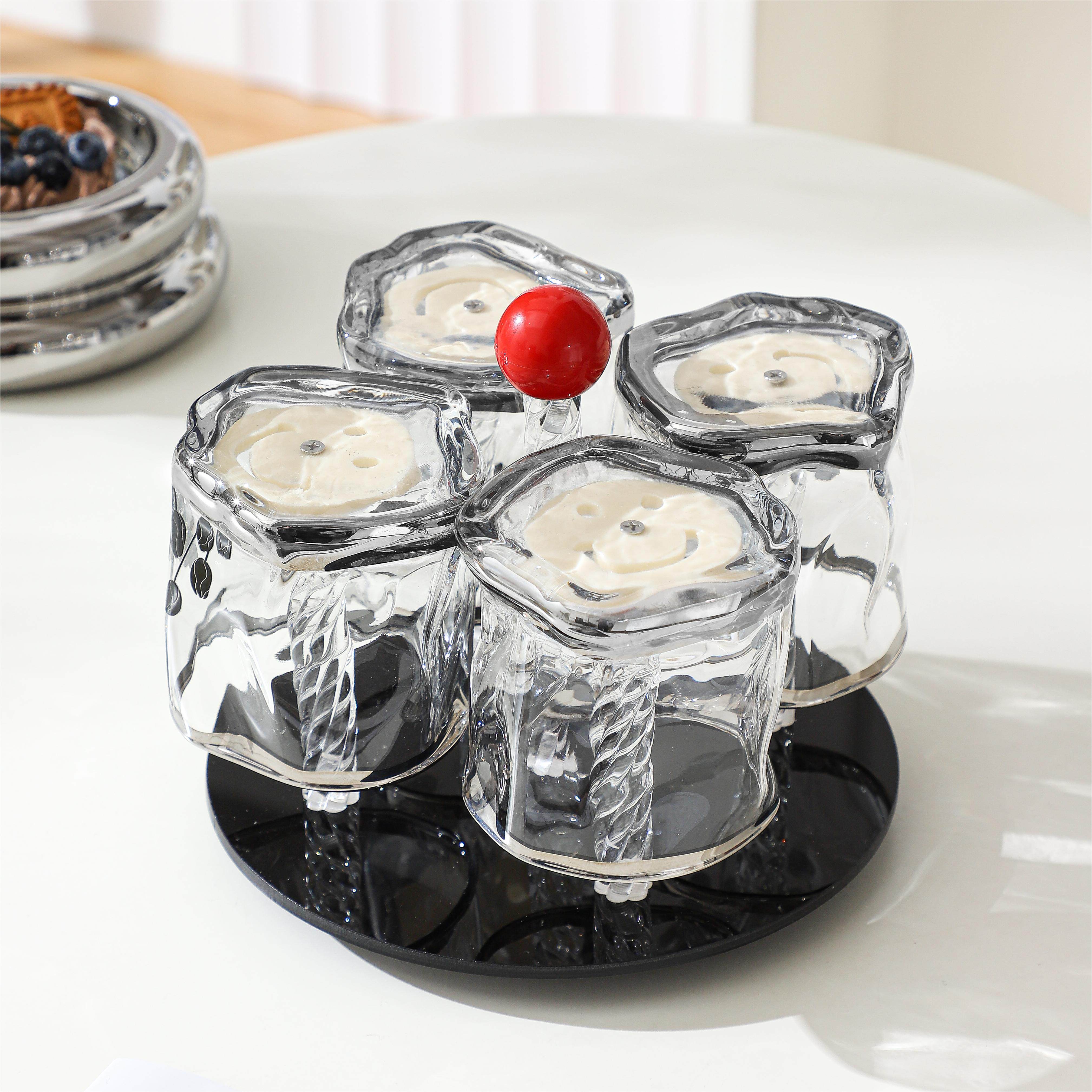 ins杯子置物架轻奢玻璃杯架家用高级感旋转水杯沥水架放置架