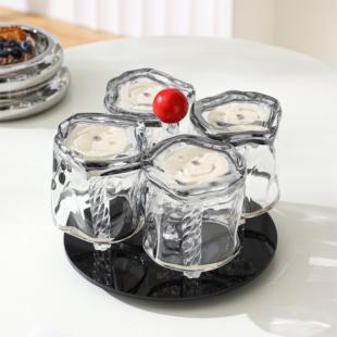 ins杯子置物架轻奢玻璃杯架家用高级感旋转水杯沥水架放置架