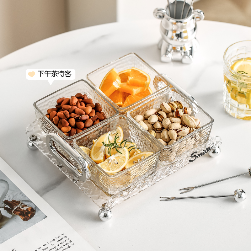 亚克力托盘+玻璃小吃碟高颜值