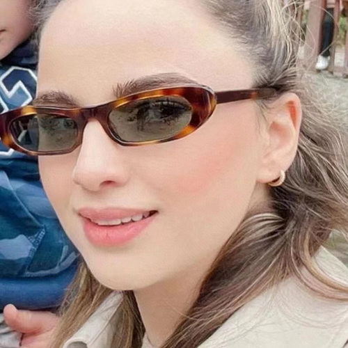 英系coss koko小框太阳镜欧美ins墨镜新款女士窄框复古椭
