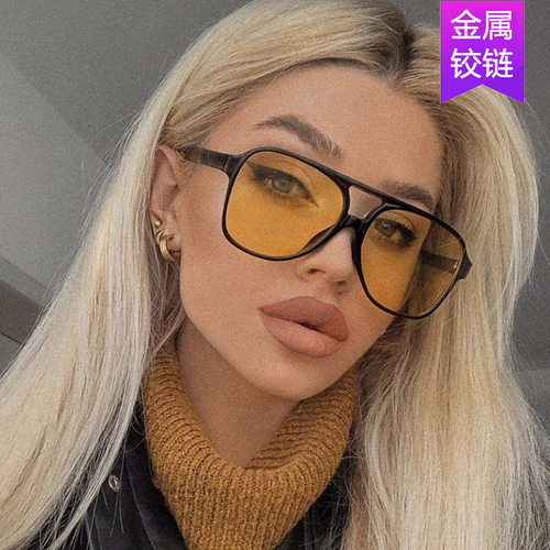 英系coss koko欧美复古双梁太阳镜新款潮ins个性大框蛤蟆墨镜