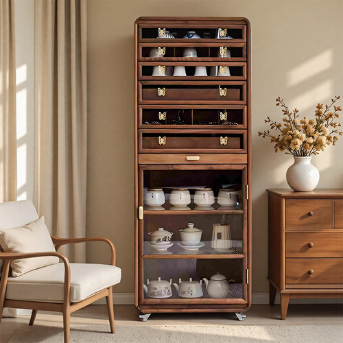 北美黑胡桃实木牙科柜茶杯