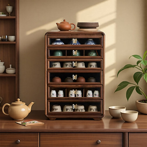 北美黑胡桃实木牙科柜茶杯