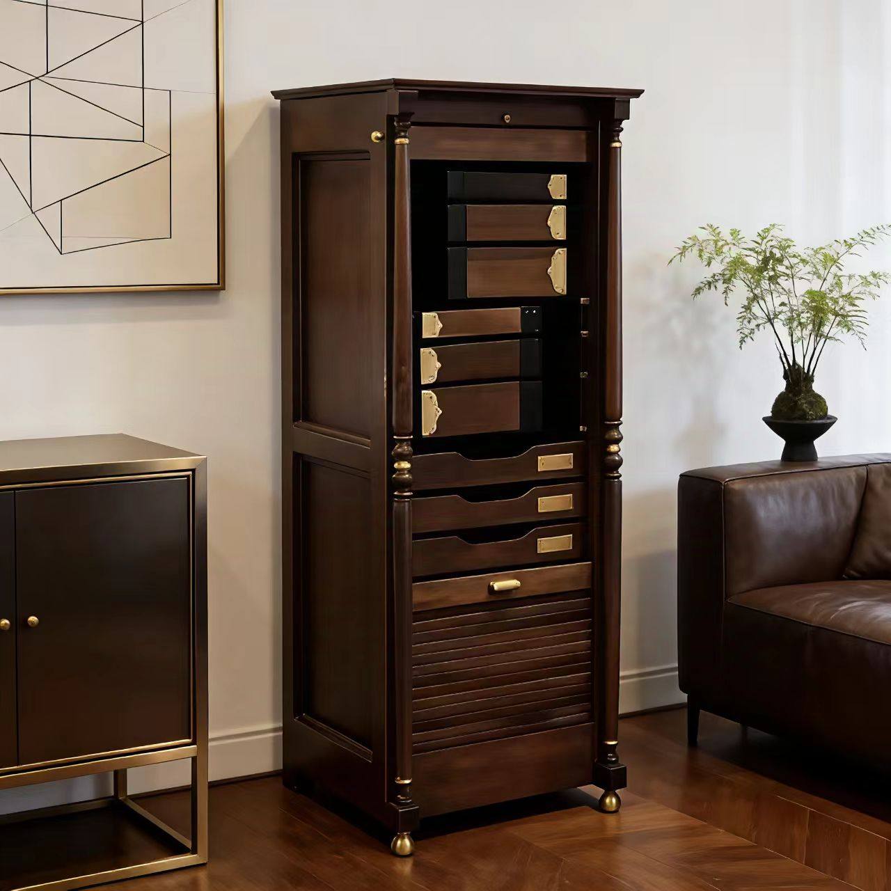 北美黑胡桃木牙科柜实木展示柜