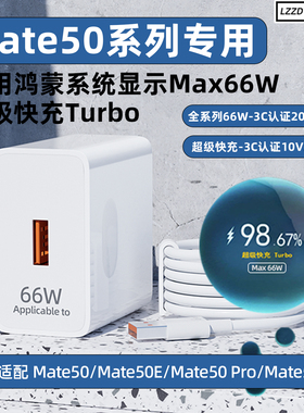 适用华为mate50pro超级快充显示Max66W充电器头Mate50E手机快充插头mate50RS保时捷版型号66W闪充6A快充线