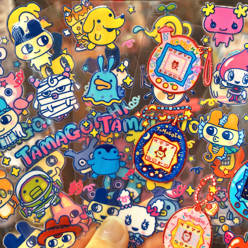 电子宠物机趣味tamagotchi日系拓麻歌子贴纸卡通可爱装饰笔记本电脑平板吉他保温水杯水壶手机壳转印贴水晶标