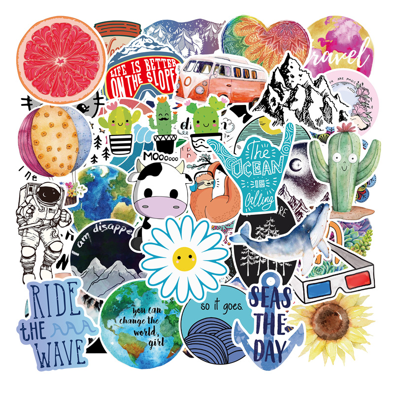 53张INS风VSCO贴纸贴画拉杆箱