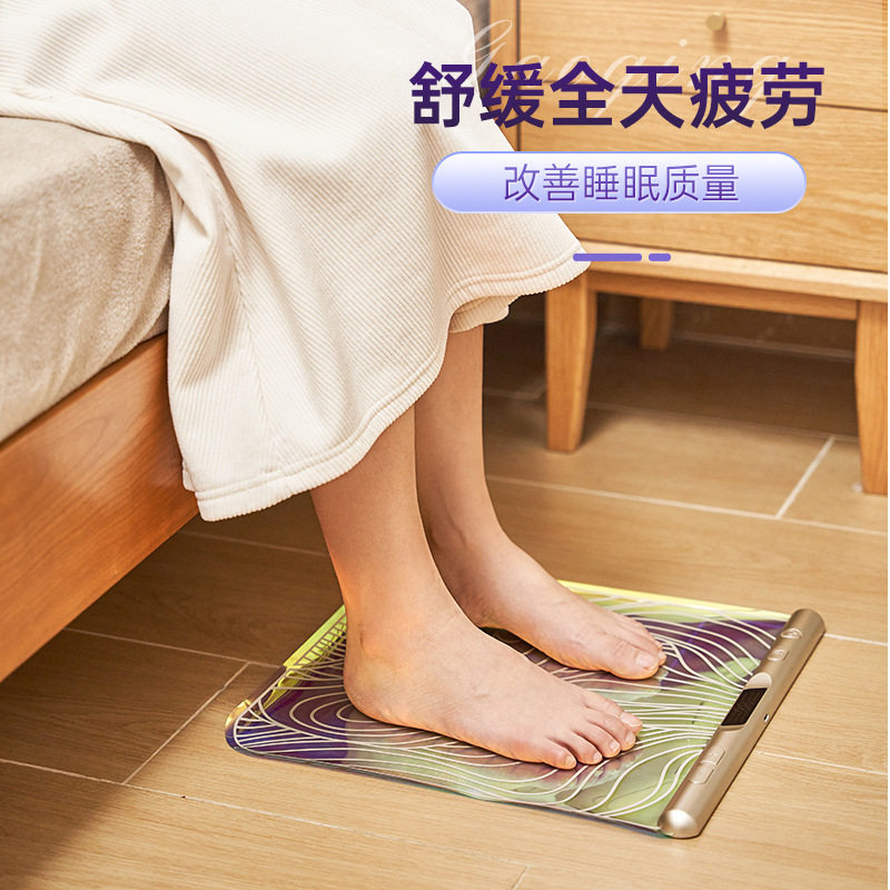 跨境EMS脚底按摩足疗机美腿足疗垫微电流刺激仪炫彩足底按摩脚垫