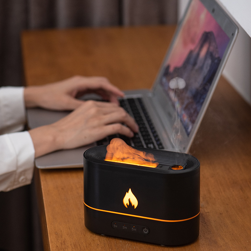 火焰加湿器壁炉真火山专用精油扩散器吐烟圈大雾量水母香薰机