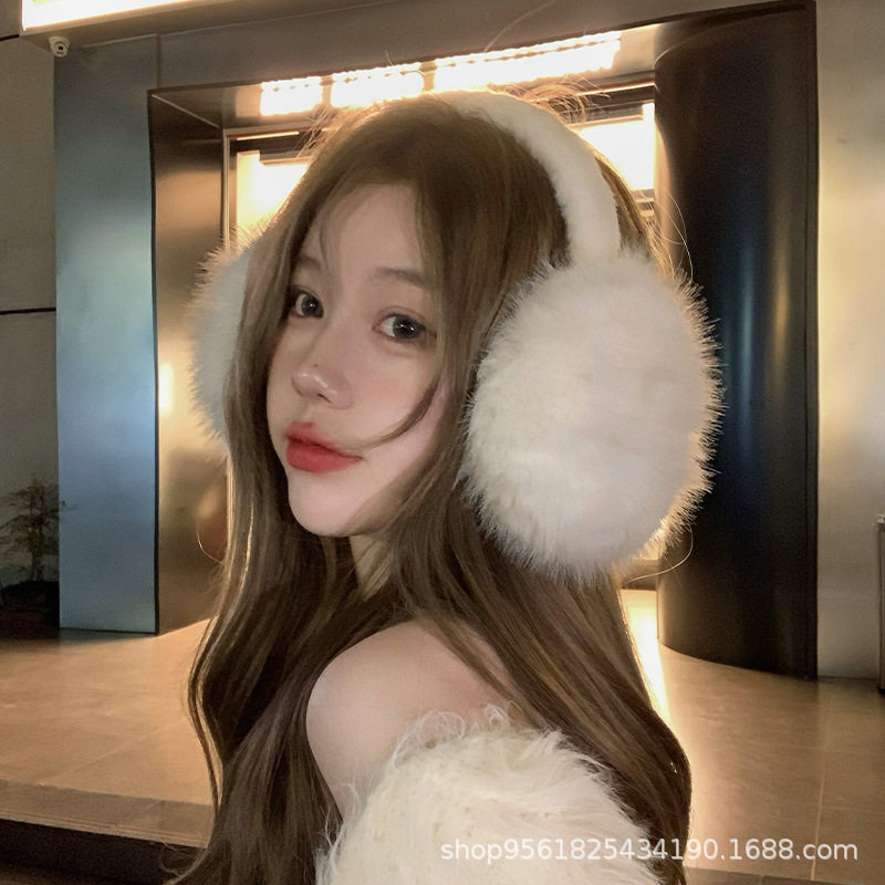 仿狐狸毛白色耳包大号毛绒耳捂子保暖防冻冬季耳罩女防寒耳套耳暖