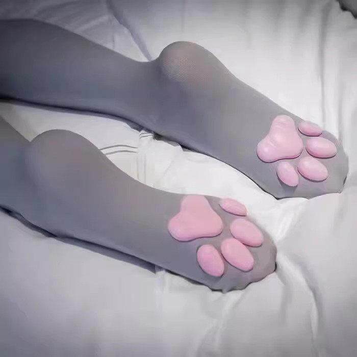 日系可爱猫爪肉垫丝袜女秋冬款性感长筒袜子防滑显瘦大腿袜百搭jk