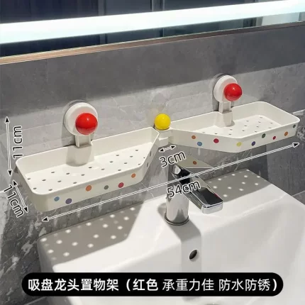 卫生间吸盘水龙头置物架浴室免打孔厕所壁挂洗手洗漱台转角收纳架
