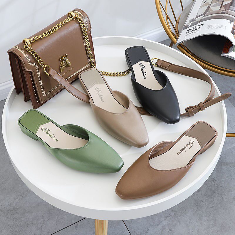 女式凉拖新款夏秋时尚韩版户外穿逛街包头半拖鞋平跟穆勒女鞋