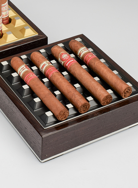 GRUS雪茄烟灰缸时尚黑檀木金属质感四槽大号烟灰缸雪茄烟缸四位