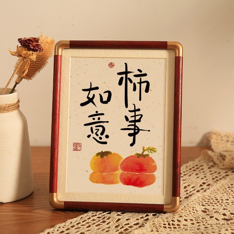 铜角实木相框摆台高级感画框空框装裱6寸7 8照片冲洗做成画框挂墙