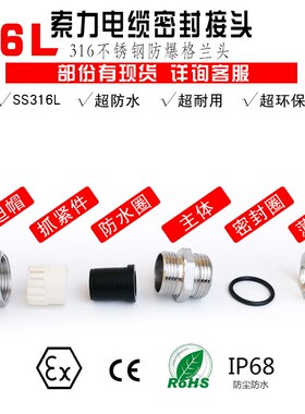 316不锈钢电缆防水接头 M20M22M25M32PG9M14填料函固定头IP68