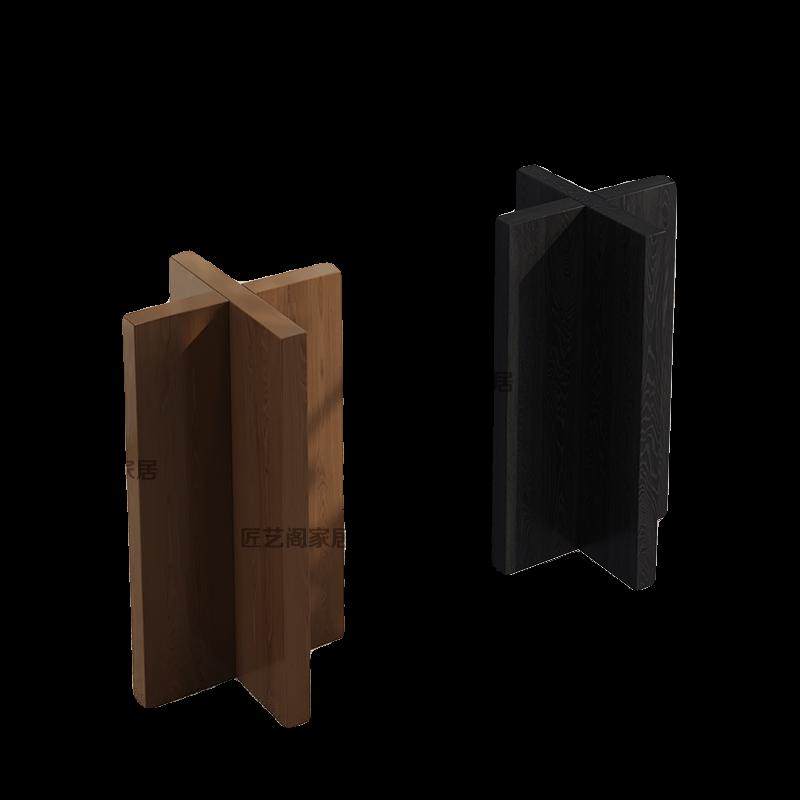 十字型原木桌腿支架黑色中古桌子腿椭圆餐桌桌脚支撑大理石底座