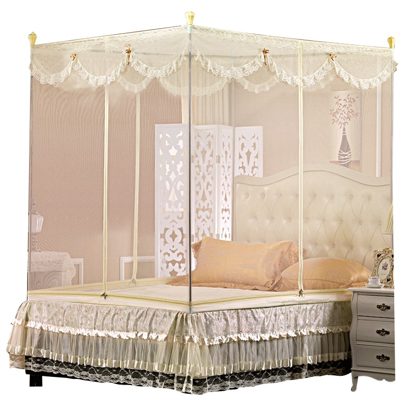 蚊帐支架三开门拉链学生蒙古包无底1.2米1.4/1.5/1.8m床双人家用