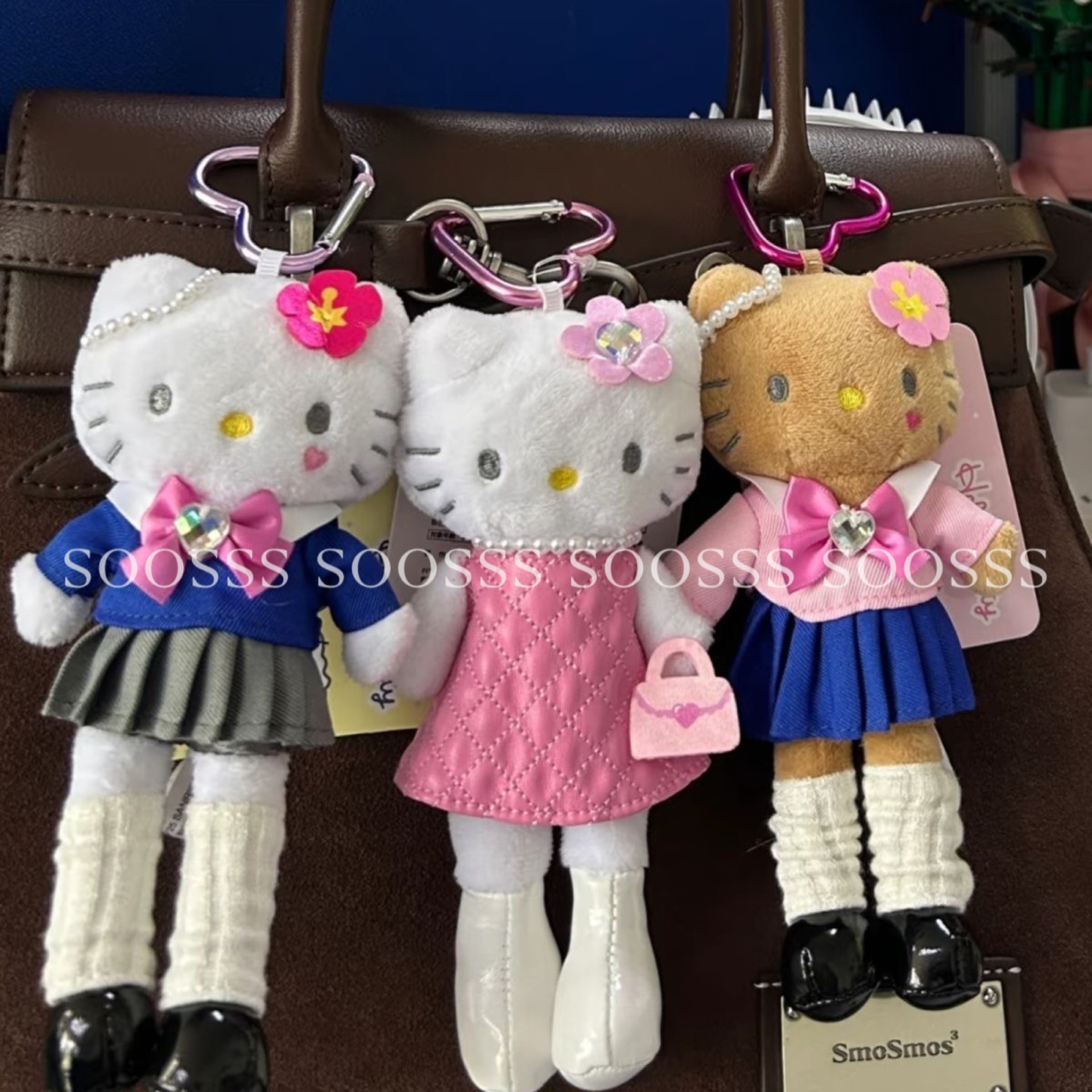 长腿kitty挂件黑皮制服kt猫挂饰