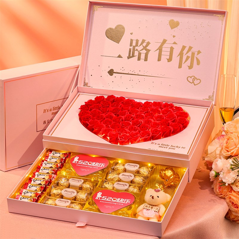 520送女朋友礼物情人节仪式感巧克力礼盒高级感送老婆的创意礼品