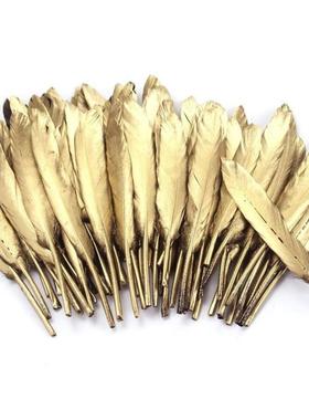 50pcs/bag Gold Plated Feathers 5-7inches for Christmas