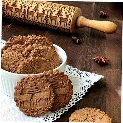 Wooden Christmas Ornaments Cookie Stick Rolling