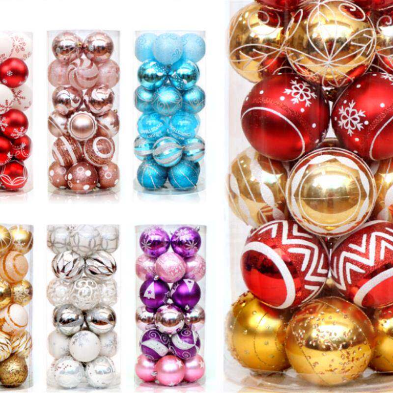 24PCS 6cm Mixed Christmas Balls Baubles Xmas Tree Ornament