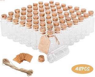 12/48PCS Glass Bottle With Cork Stopper Small Glass Bottles