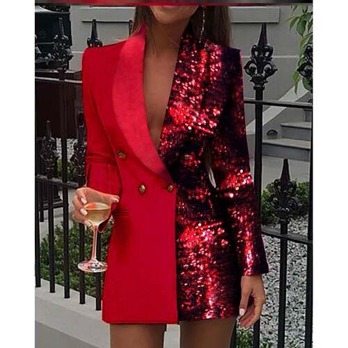 2023女士新款亮片拼接修身职业裙Women professional dress