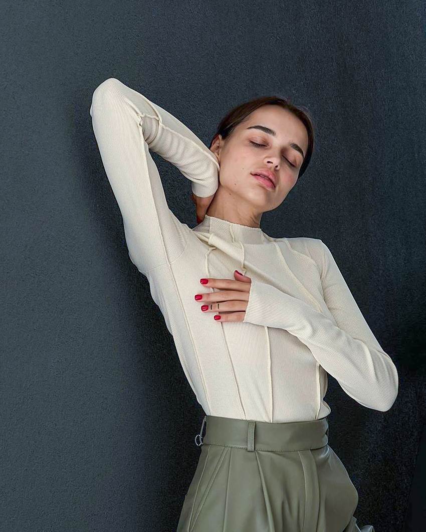 欧美风打底衫设计感长袖T恤百搭上衣Splice long sleeved t-shirt