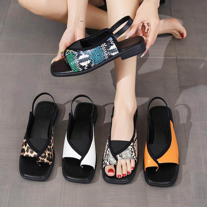 罗马凉鞋大码平底凉鞋女roman shoes leopard women flat sandals