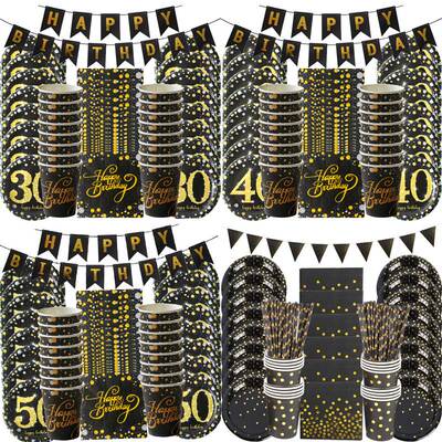 30 40 50 60 Years Anniversary Disposable Tableware set Happy