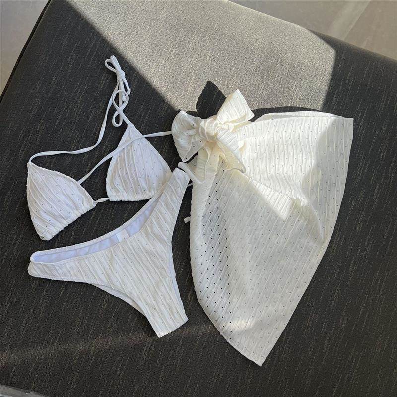 欧美泳衣三件式露背抽绳绑带比基尼泳装Backless swimsuit bikini